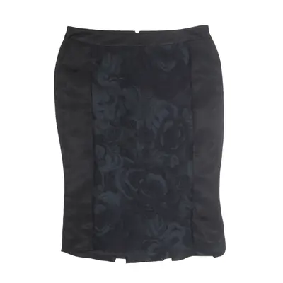 FERRE Knee Length Pencil Skirt Black Wool Floral Womens UK 12