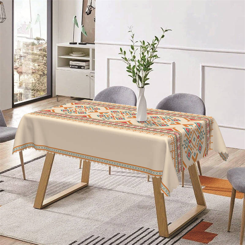 Orange Pattern Ethnic Design Rectangle Tablecloth - Aperturee