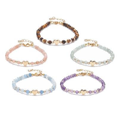 Round Faceted Natural Mixed Stone Beaded Bracelet