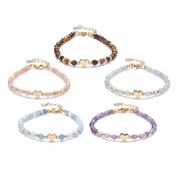 Round Faceted Natural Mixed Stone Beaded Bracelet
