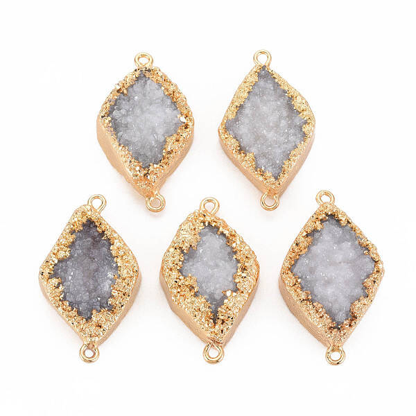 Natural Druzy Agate Connector Charms