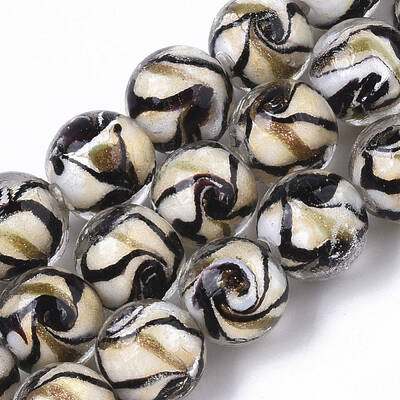 Handmade Gold Sand Lampwork Beads Strands
