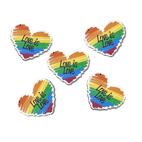 Rainbow/Pride Flag Theme Single Printed Aspen Wood Pendants