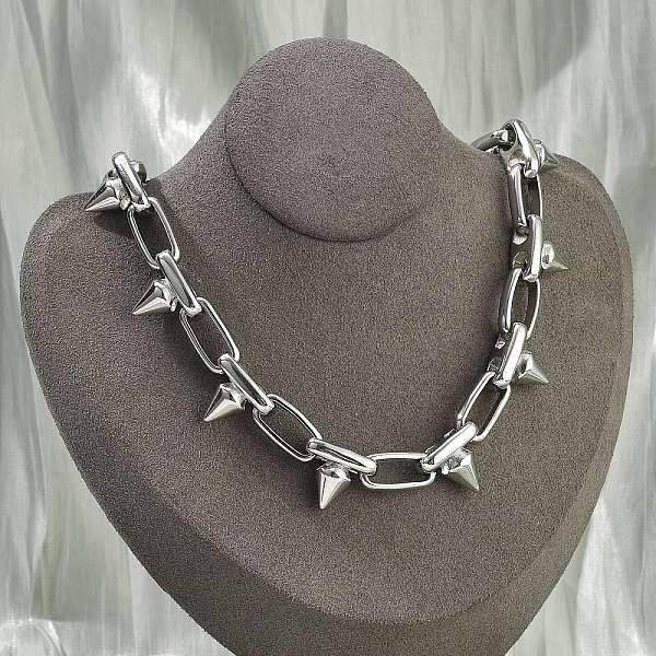 304 Stainless Steel Spike Link Chain Necklaces for Women Men