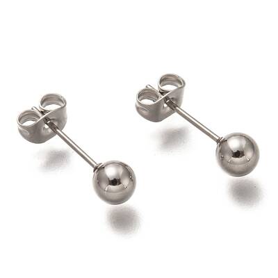 Non-Tarnish 304 Stainless Steel Ball Stud Earrings