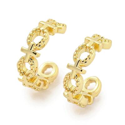 Female Symbol Rack Plating Brass Cuff Earrings for Women Men