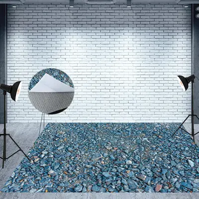 Natural Blue Gravel Pattern Fabric Floor Backdrop - Aperturee