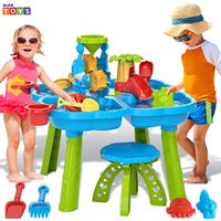 deAO Sand Water Table Toy Sensory Table Outdoor Sand and Water Play Table Summer Beach Toys Table Activity Sand Water Toys Ba...