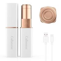 Painless Facial Hair Remover for Women - Electric Peach Fuzz Trimmer for Chin, Lip, Neck Includes 2 Round Replacement Heads