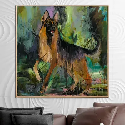Abstract Shepherd Dog Paintings On Canvas Colorful German Shepherd Art Painting Acrylic Pet Painting Modern Fine Art | SHEPHE...