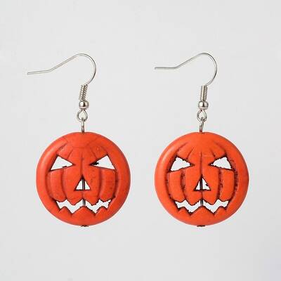 Halloween Pumpkin Jack-O'-Lantern Jack o Lantern Synthetic Turquoise Dangle Earrings