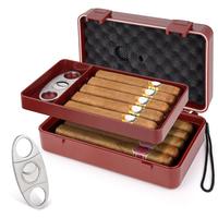 Red Mahogany Travel Cigar Box Portable Cedar Humidor
