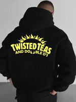 Unisex Letter Print Drop Shoulder Longsleeves Drawstring Hoodie, Loose Casual Punk Long Sleeve Hooded Sweatshirt for Fall & W...