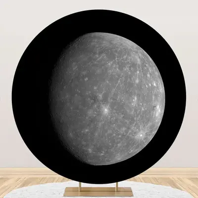 Round Elegant Lunar Surface Space Birthday Backdrop - Aperturee