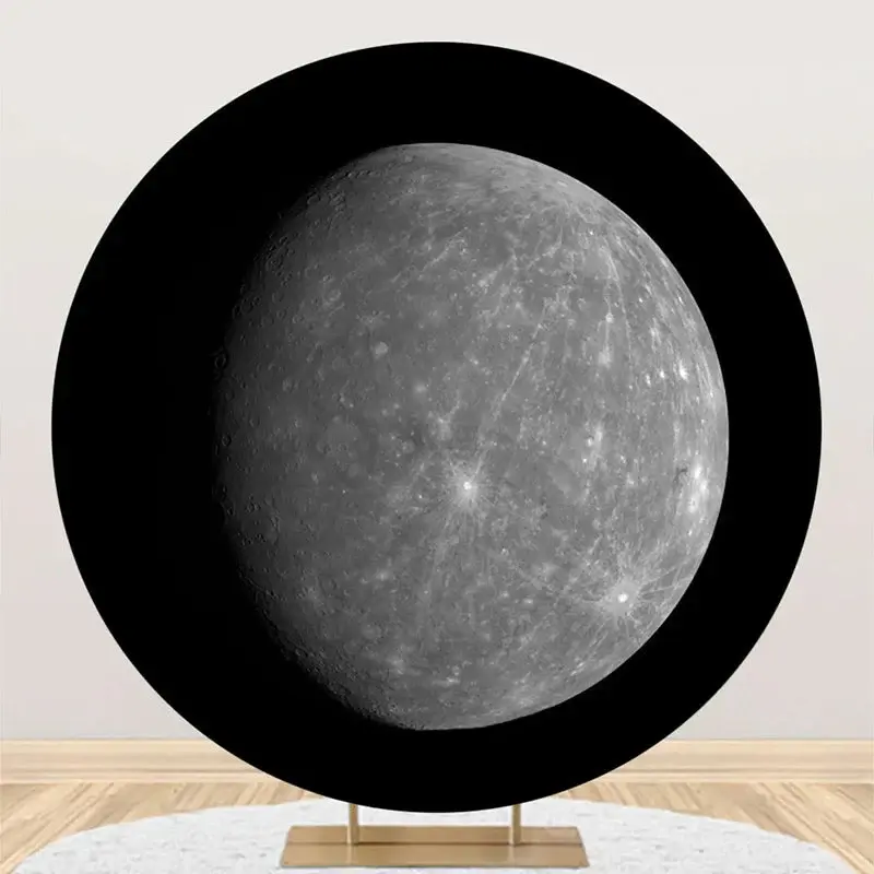 Round Elegant Lunar Surface Space Birthday Backdrop - Aperturee