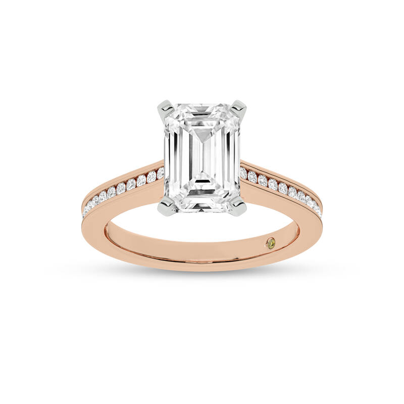 Paris Channel Set Emerald Cut Lab Diamond Engagement Ring | 10K Rose Gold 3 3/4 CT. TW.