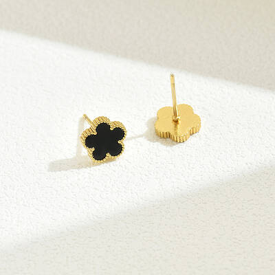 Elegant Vintage Floral Stainless Steel Stud Earrings for Women