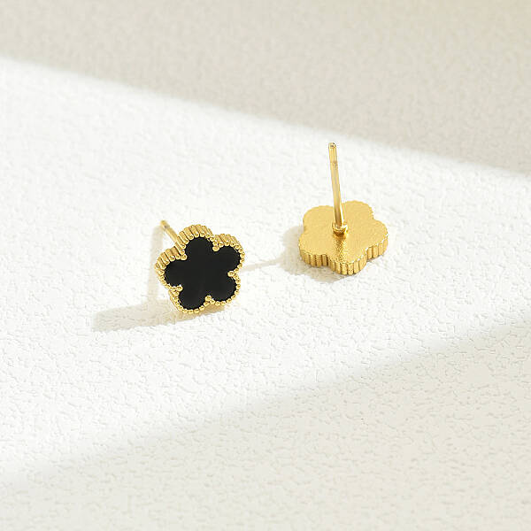 Elegant Vintage Floral Stainless Steel Stud Earrings for Women