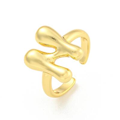 Brass Letter Open Cuff Rings for Women