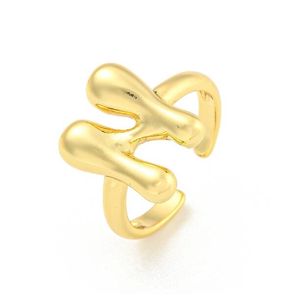 Brass Letter Open Cuff Rings for Women