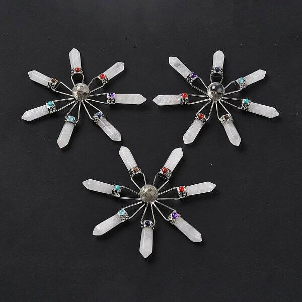 Natural Quartz Crystal 7 Chakra Points Energy Generator