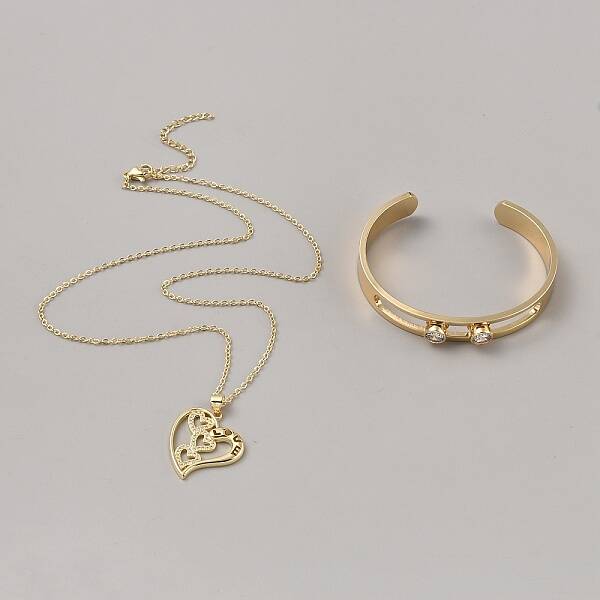 Brass Jewelry Set with Cubic Zirconia