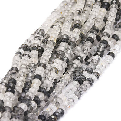 Natural Black Rutilated Quartz Beads Strands
