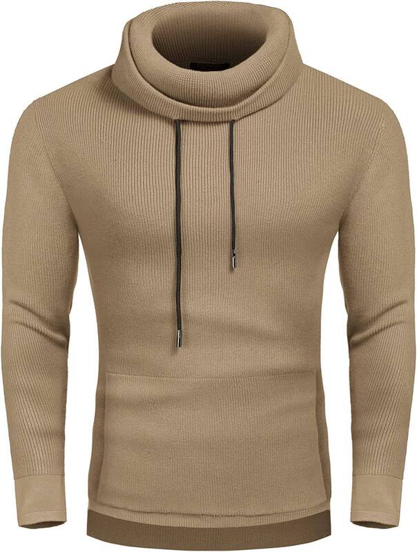 Knitted Pullover Turtleneck Sweater (US Only), Khaki / XXL