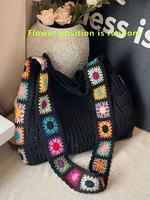 Women's Fashionable Floral Pattern Crochet Shoulder Bag, Boho Style Crossbody Bag for Daily Used, Bohemian Casual Trendy Vers...