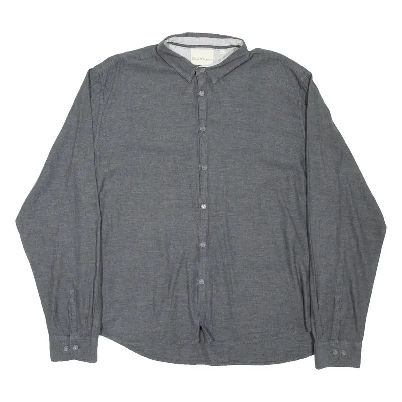DKNY Mens Plain Shirt Grey Long Sleeve 2XL