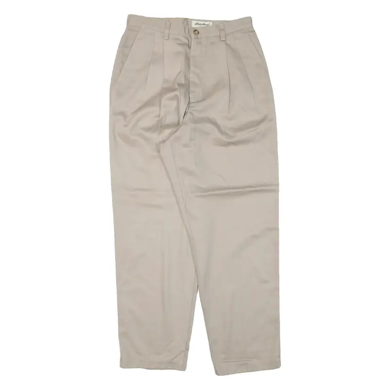 EDDIE BAUER Pleated Womens Trousers Beige Regular Tapered W28 L27