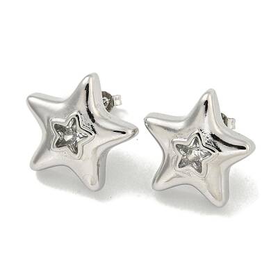 Brass Micro Pave Cubic Zirconia Stud Earrings for Women