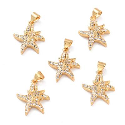 Brass Micro Pave Clear Cubic Zirconia Pendants
