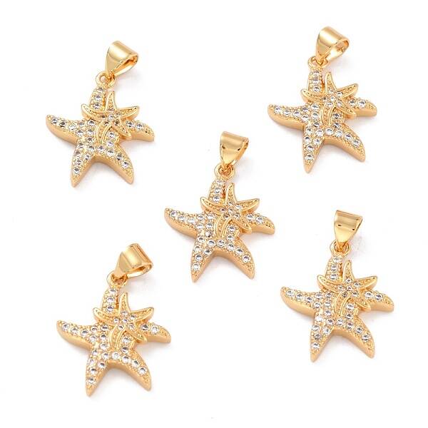 Brass Micro Pave Clear Cubic Zirconia Pendants