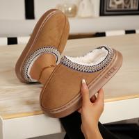 Women's Platform Mini Boot Slippers with Suede Leather Anti-Slip Sole for Indoor Outdoor Comfy Fleece Lining Short Ankle Slip...