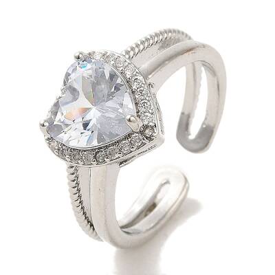 Brass Micro Pave Cubic Zirconia Rings for Women