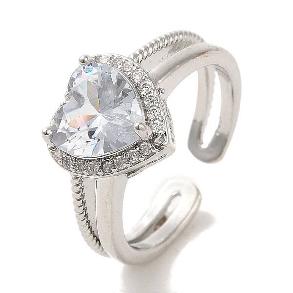 Brass Micro Pave Cubic Zirconia Rings for Women