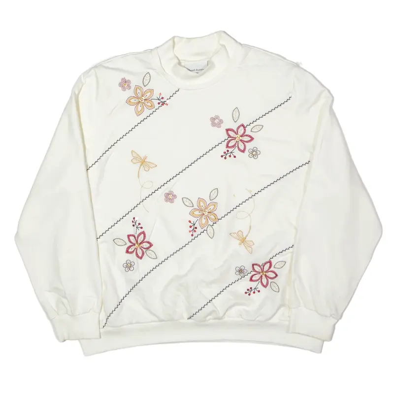 ALFRED DUNNER Floral Sweatshirt Cream High Neck Womens XL