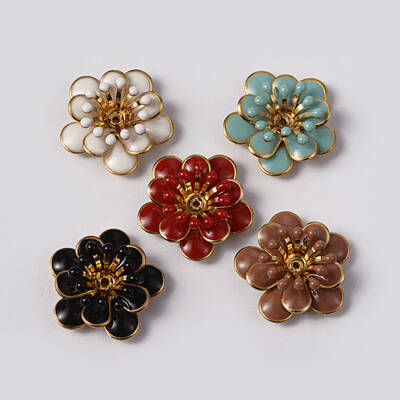 Flower Brass Enamel Cabochon Settings