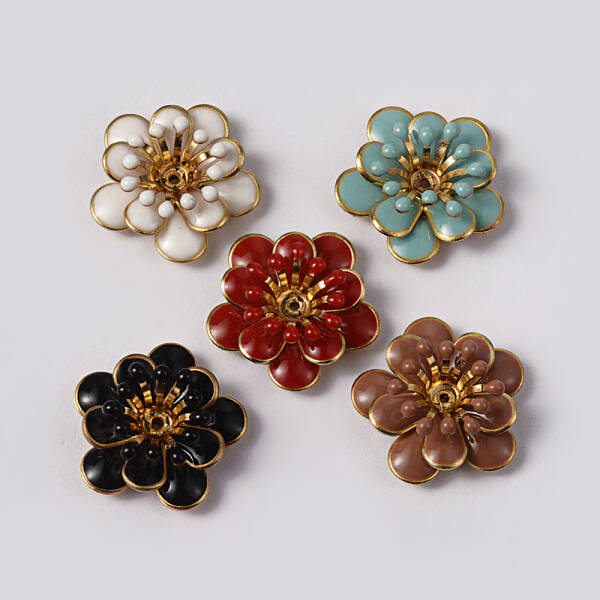 Flower Brass Enamel Cabochon Settings
