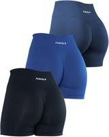 AUROLA 3 Pieces Pack Set Dream Workout Shorts for Women Seamless Soft Smooth Gym Yoga Scrunch Active Shorts
