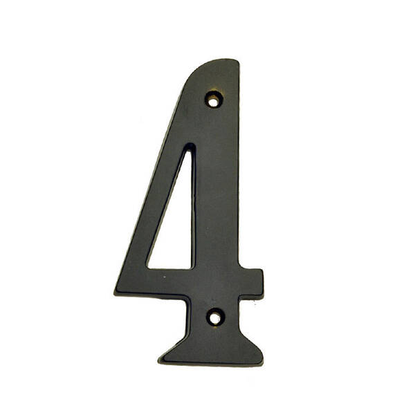 Better Home Products 4 Solid Brass House Number #4, Matte Black