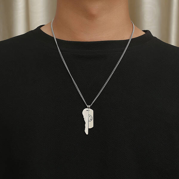 Smiling Face Key Combination Pendant Necklaces