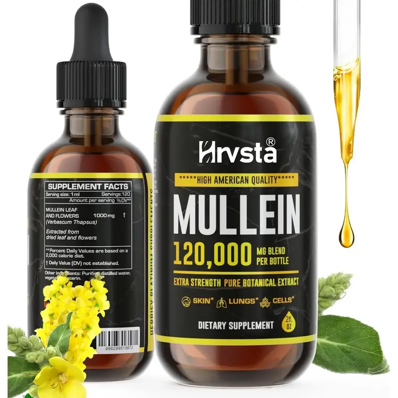 Mullein Drops - Lung Cleanse - Leaf Extract - 2 Oz Liquid Herbal Supplement for Immune Support, Detox & Respiratory Support -...