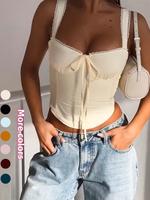 Women's Solid Color Lace Trim Short Tank Top, Casual Sleeveless Cropped Top for Summer, Fashion Women's Top for Daily Wear, S...