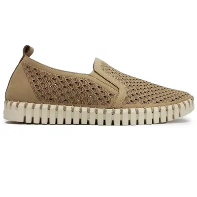 Ilse Jacobsen Tulip 140 Textile Men's Loafers Shoes - Latte - Size:US 11 Men