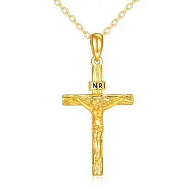 14K Gold Cross Pendant Necklace