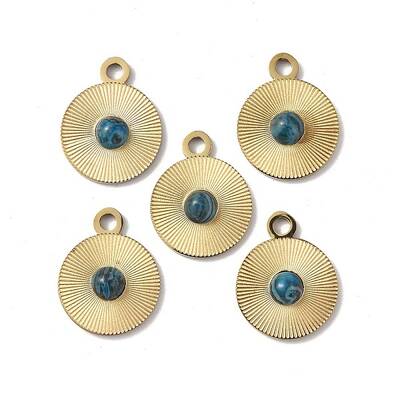 PVD Vacuum Plating 201 Stainless Steel Natural Crazy Agate Charms