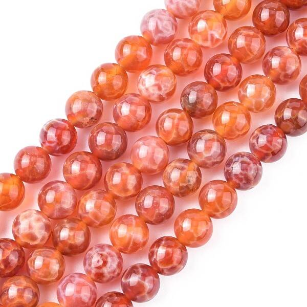 Natural Fire Crackle Agate Beads Strands