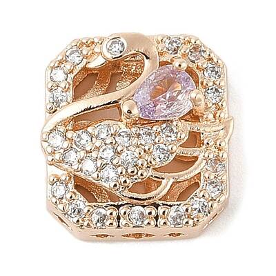 Brass Micro Pave Cubic Zirconia Beads